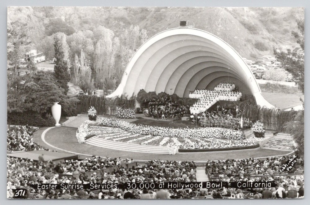 Hollywood Bowl Easter Sunrise Services RPPC Los Angeles California Vintage
