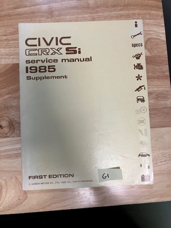 OEM HONDA 1985 CIVIC CRX Si FACTORY SERVICE MANUAL SUPPLEMENT SHOP REPAIR