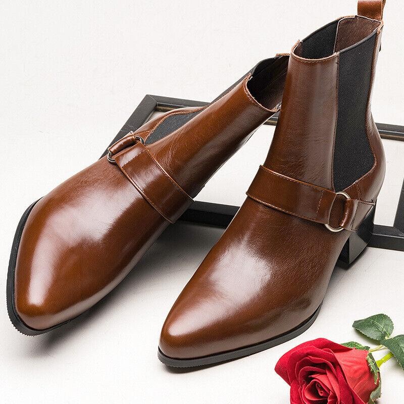 Men's Genuine Leather Boots Oxford Dress Chelsea Boot Pull On chukka Work shoes