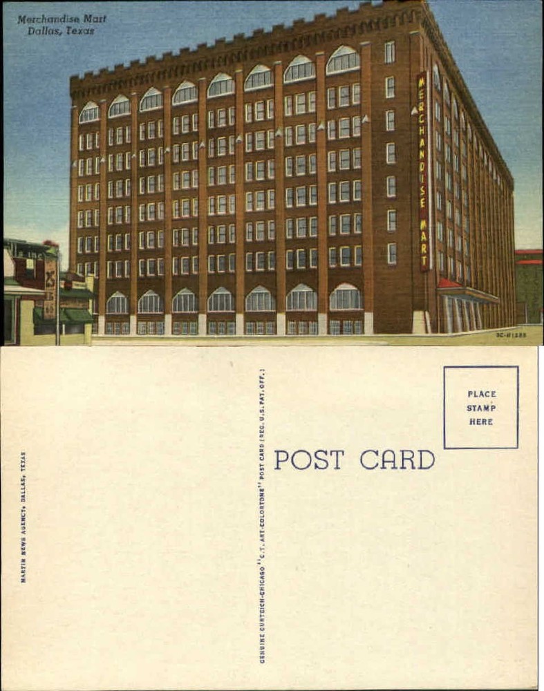 Merchandise Mart Dallas Texas vintage 1940s-1950s postcard unused