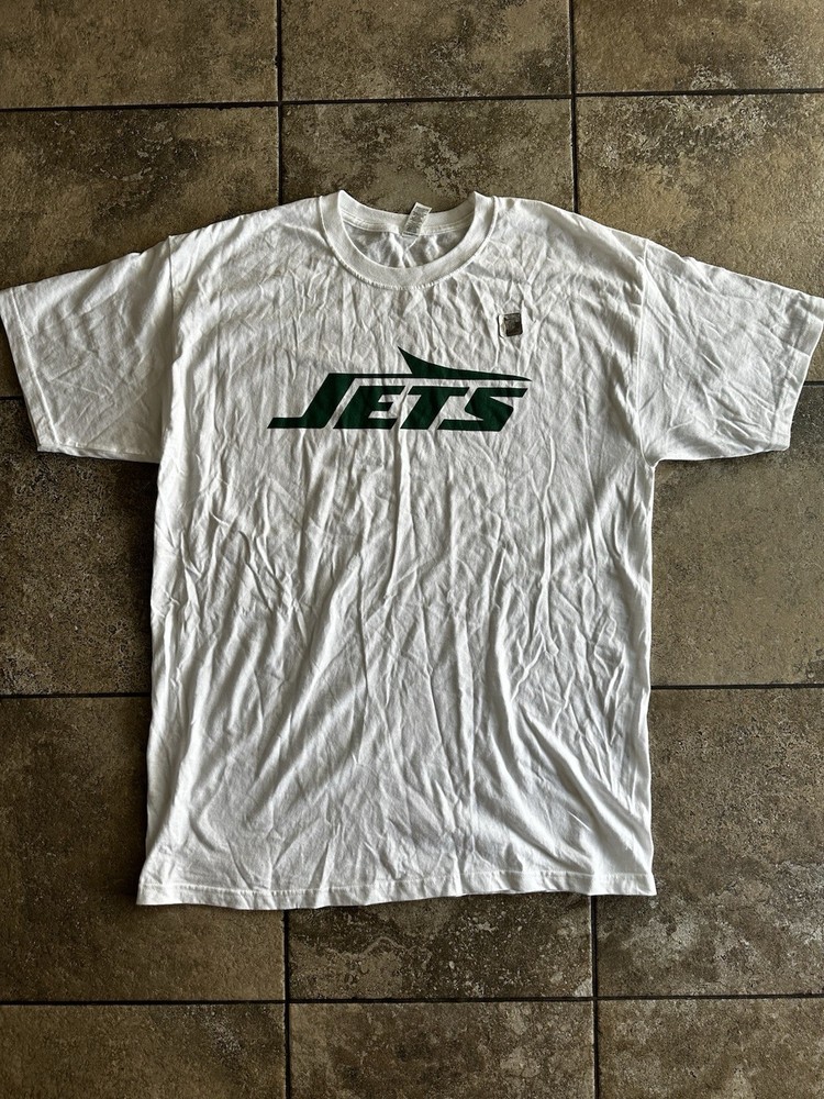 NFL New York Jets Men's White Cotton Jersey Logo Graphic Print T-Shirt Size L