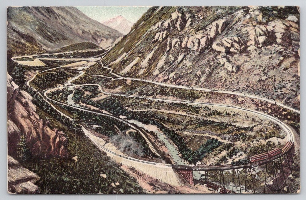 Georgetown Loop Colorado Vintage Postcard - Train on Mountain Railway 