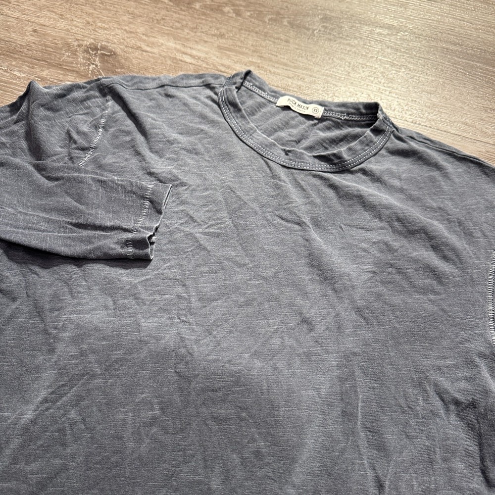 Buck Mason Shirt Mens XS Blue Crew Neck Long Sleeve Minimal Quiet Comfort Cotton