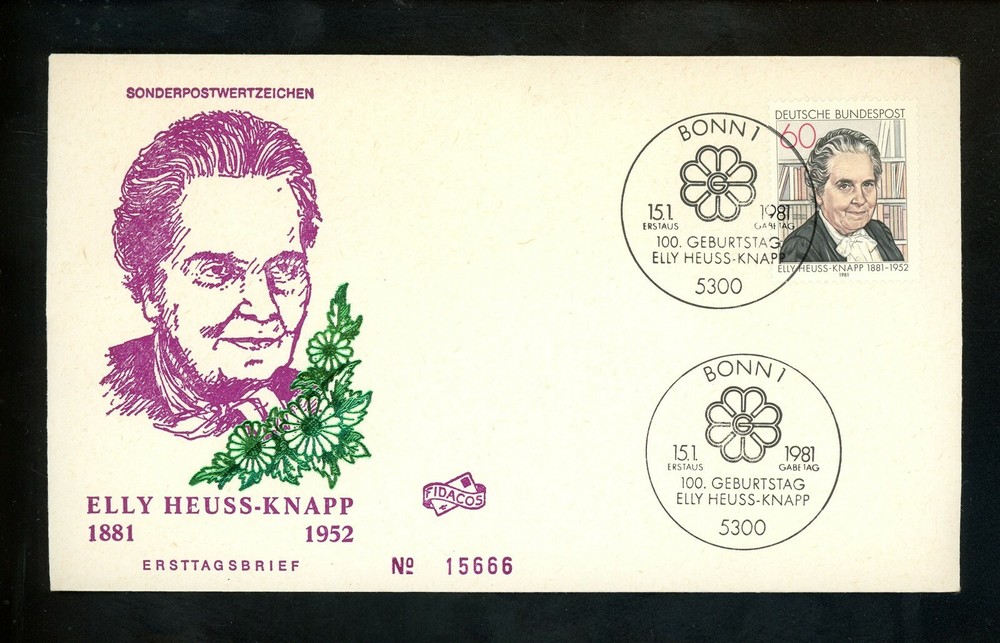 Postal History Germany FDC #1341 Elly Heuss Knapp 1981