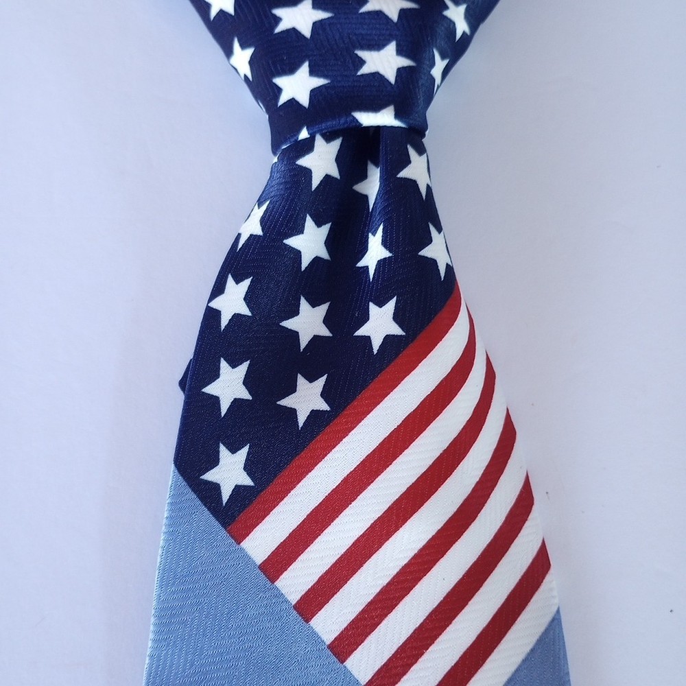 UMO LORENZO ITALY USA Star & STRIPE Freedom MEN'S NECK TIE Statue Of Liberty