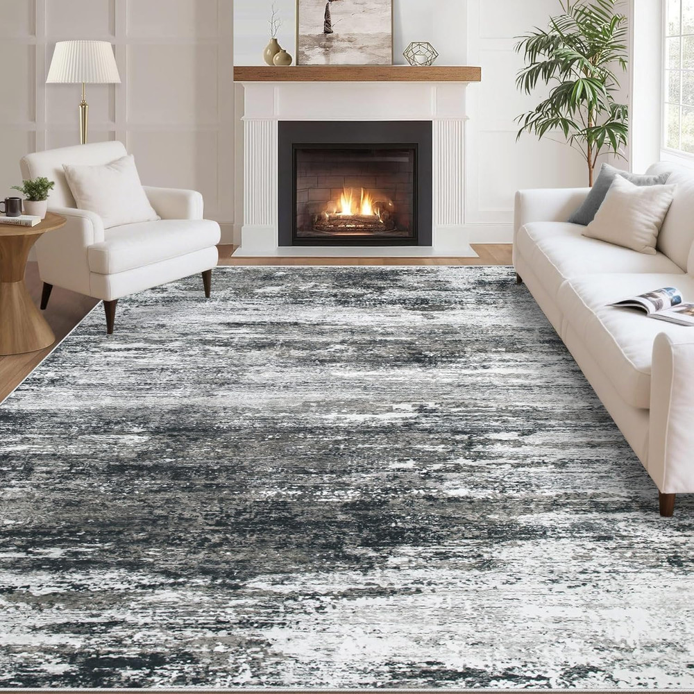 Washable Rug 5X7 Area Rugs for Living Room: Neutral Soft Rug Abstract Non Slip L