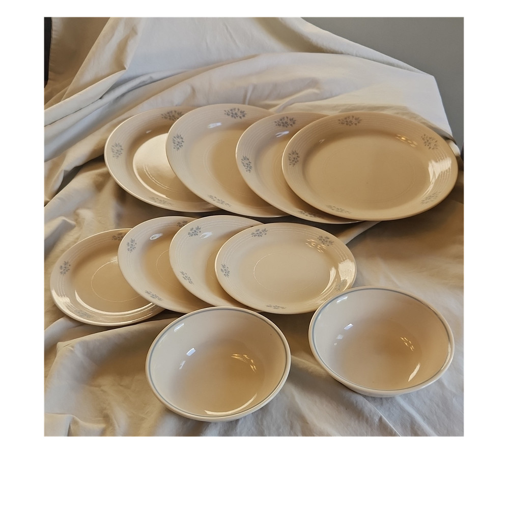 Corelle Blue Floral Dinner Service Set Microwave Safe Glass 8 piece Plate Bowl
