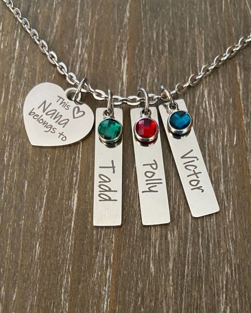 Nana Necklace  personalized engraved names birthstones custom Grandma Gift