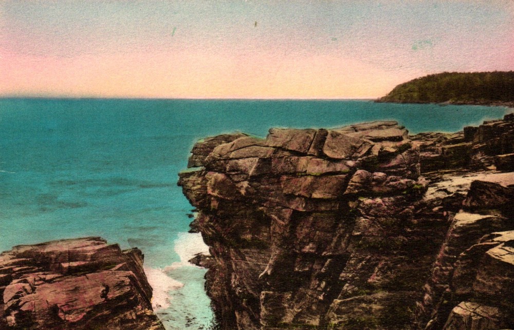 Thunder Hole Along The Ocean Acadia National Park Bar Harbor Maine Postcard-image