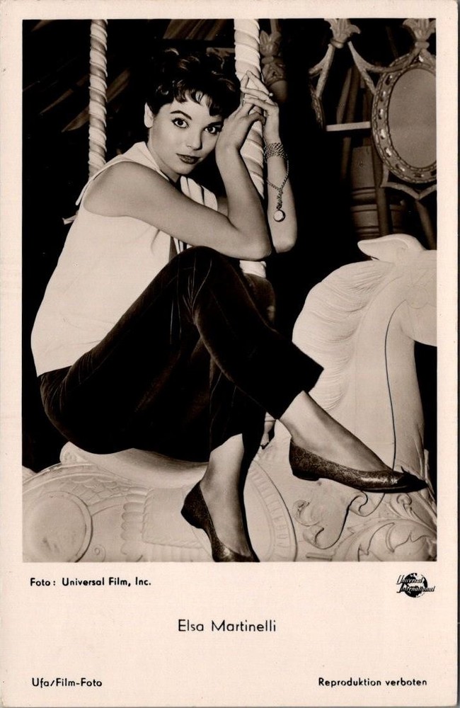 MERRY GO ROUND, Actress ELSA MARINELLI on a Carousel Horse Real Photo Postcard