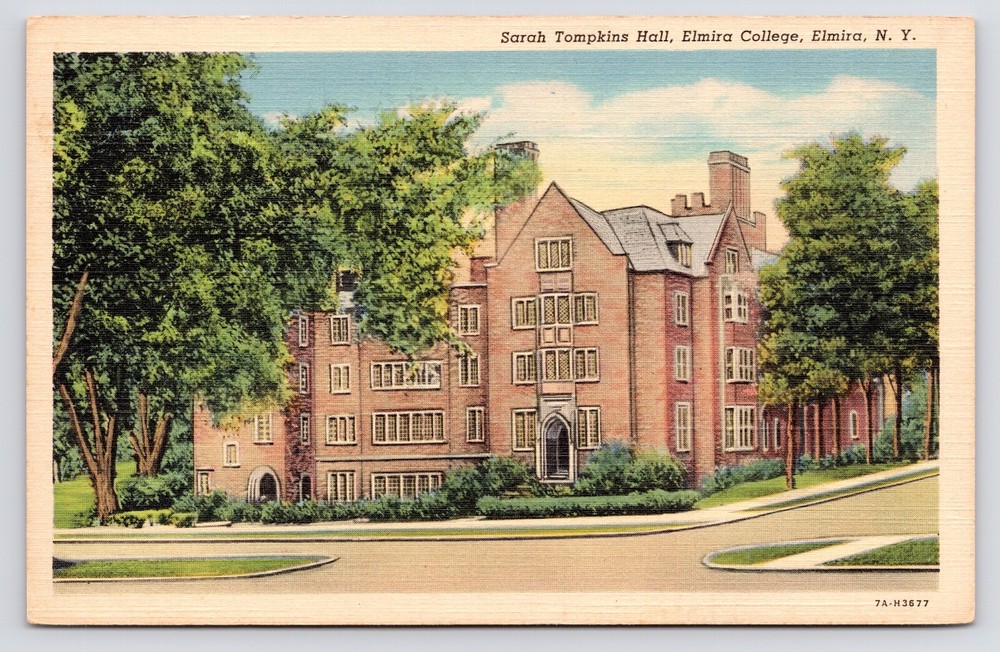 Sarah Tompkins Hall Elmira College Campus Exterior New York NY c1930s Postcard