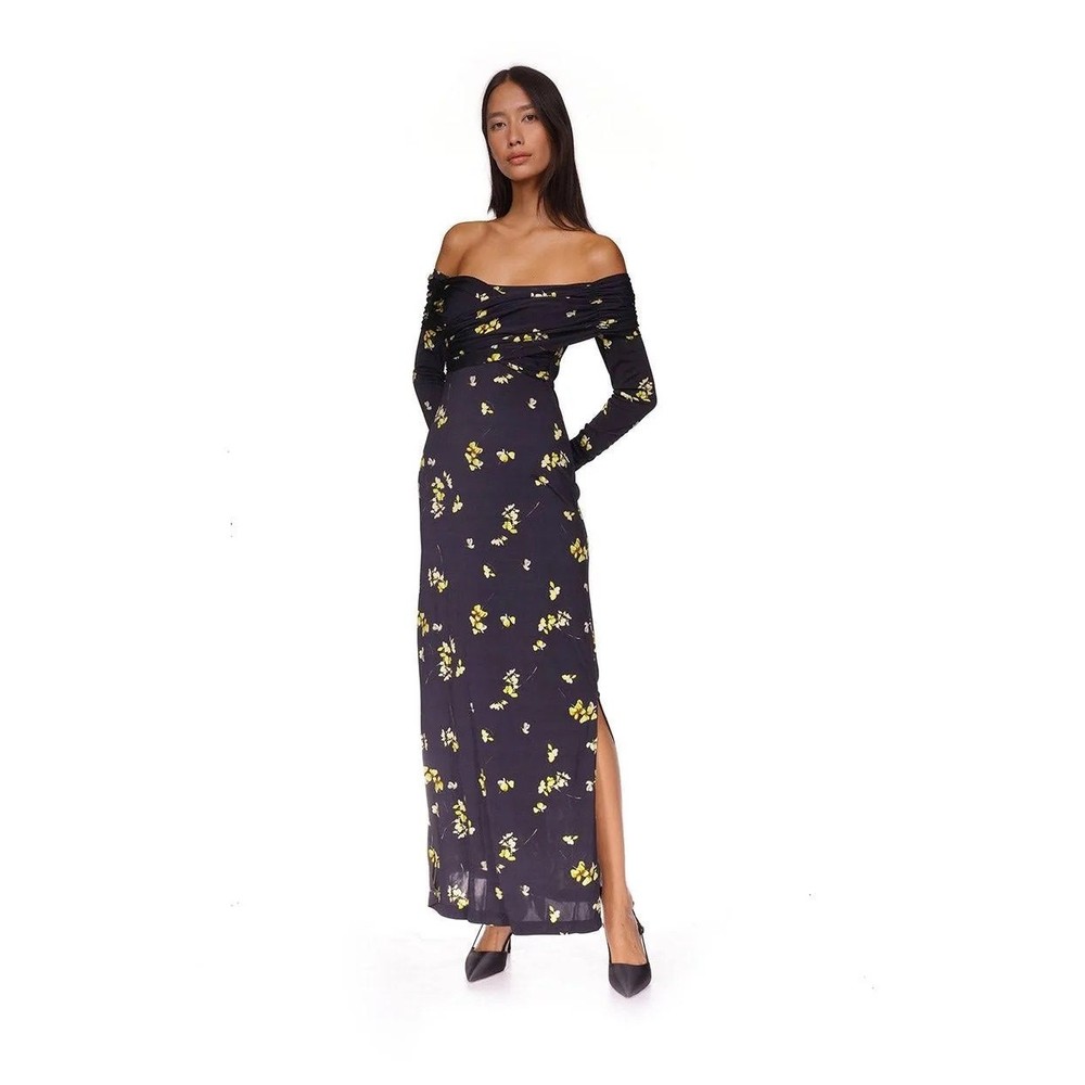 Cara Cara black bodice Viscose off the shoulder  Mirana Maxi Sun Dress sz L
