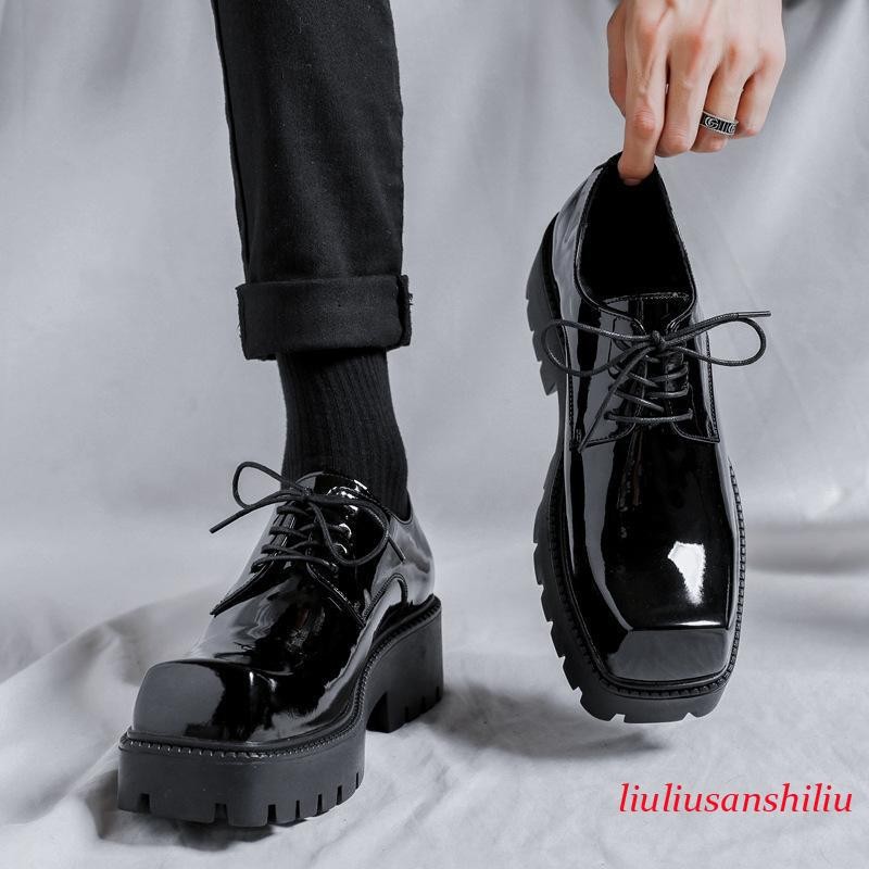 Mens British Square Toe Platform Dress Business Lace-up Formal Shoes Casual Hot