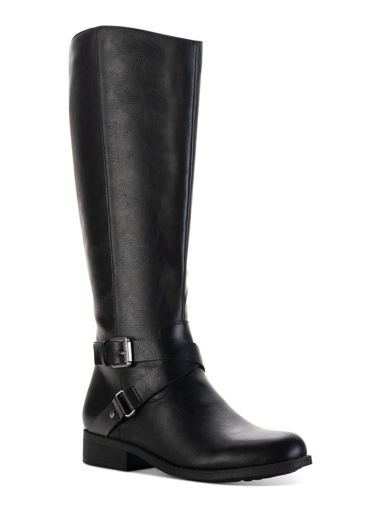 STYLE & COMPANY Womens Black Wide Calf Marlee Toe Block Heel Riding Boot 6 M WC