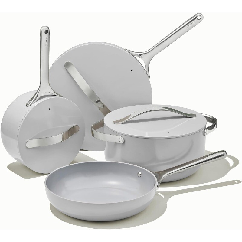 Caraway Nonstick Ceramic Cookware Set (12 Piece) Pots, Lids and Kitchen Storage