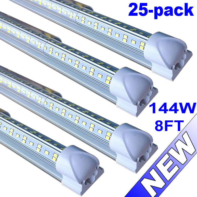 144w 8ft led shop light led Strip Lights Tube Light led hotel Lights 25pc 6500k