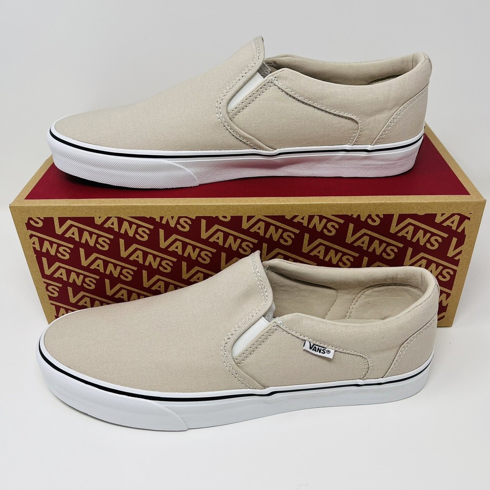 VANS ASHER Canvas Tan Slip On Skate Shoes Sneakers VN0A45J8K1T Mens Size 11 NWB