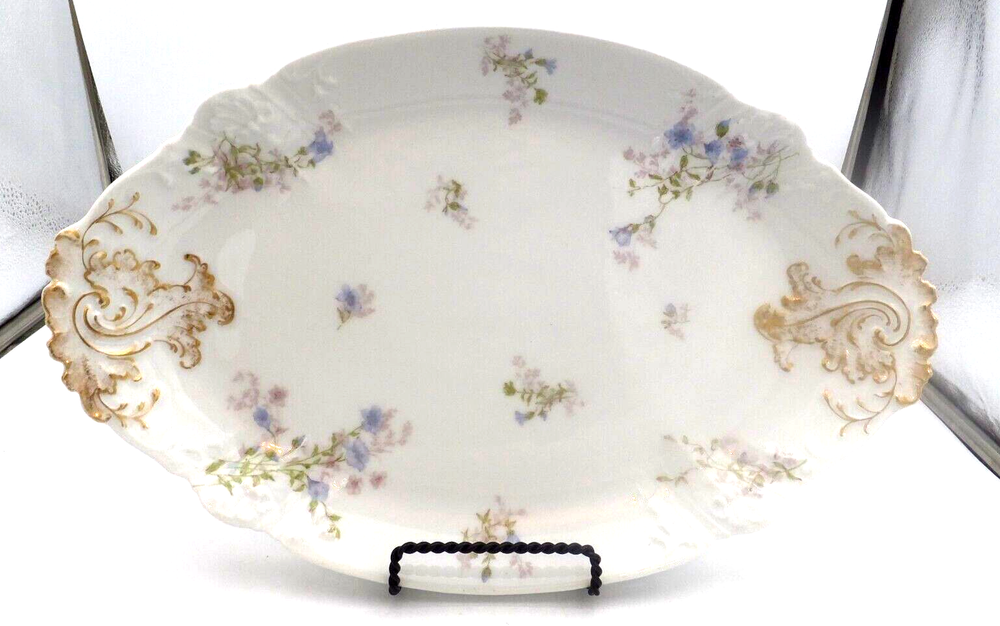 Limoges France Schleiger 682.7 Porcelain Handled Serving Platter
