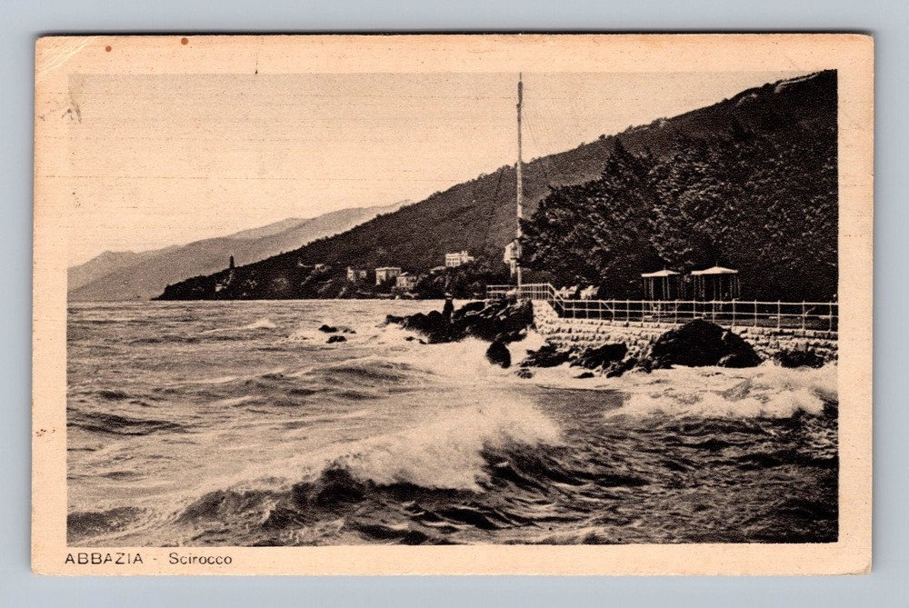 Croatia- Kvarner Gulf Stormy Sea Coast Postal Old Card View PC Vintage Postcard