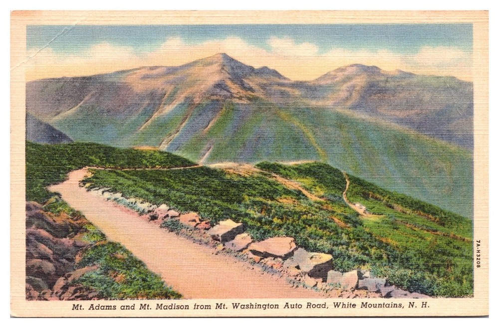 Mt. Adams Madison White Mountains NH Auto Road Linen Postcard Vintage