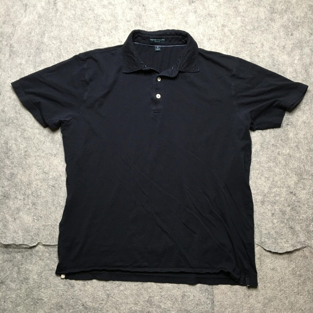 Peter Millar Polo Shirt Mens Medium Blue Collection Cotton Stretch Casual Golf
