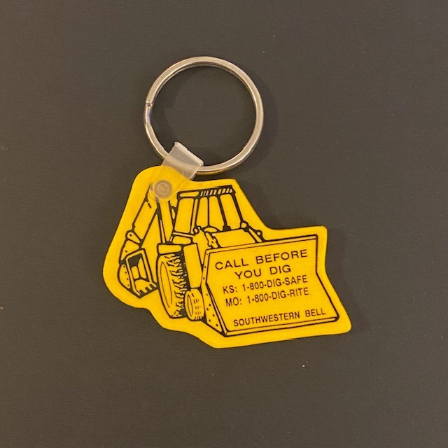Vintage Southwestern Bell Call Before You Dig Kansas Missouri Backhoe Keychain