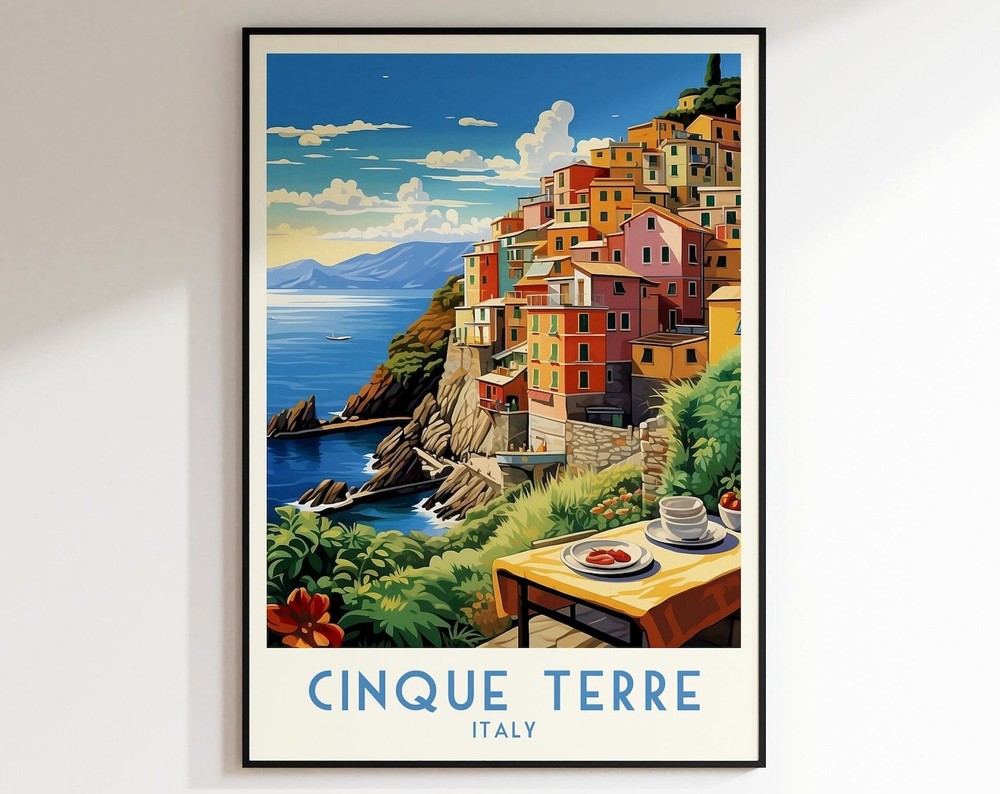 Cinque Terre Travel Print Italy Print Italy Home Decor Retro Wall Art Wedding