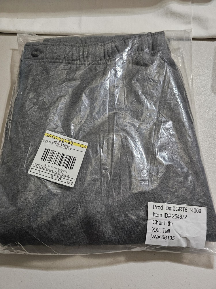 NIP Mens LL BEAN Char Heather Gray Fleece SweatPants size XXL 41x36 TALL Zipper
