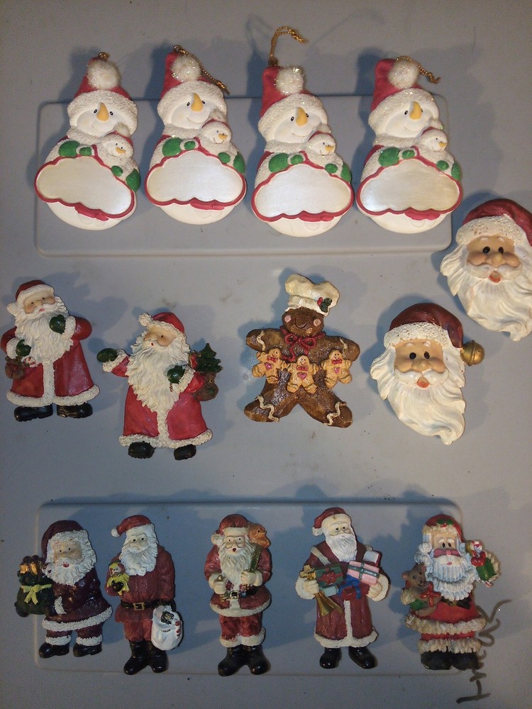 Vintage Santa Claus And Snowman Magnets