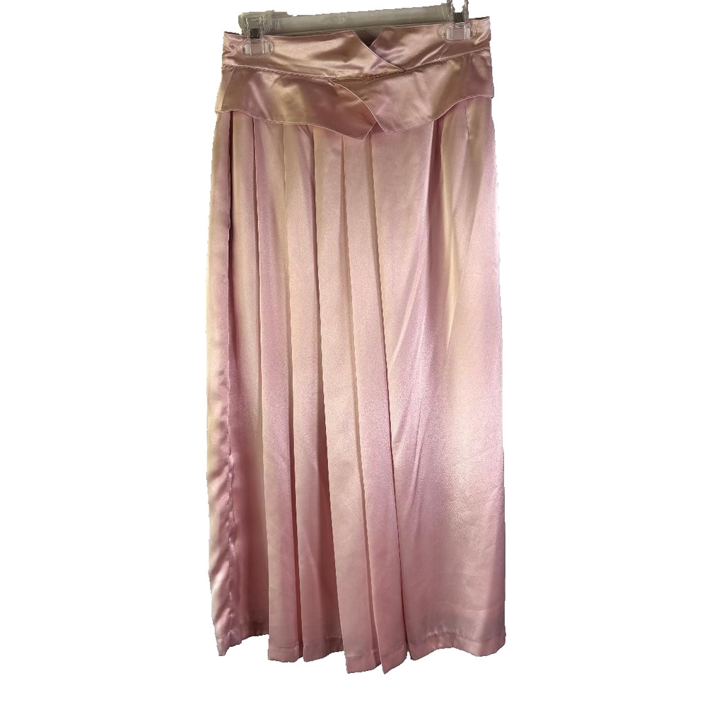 Rue de Calais Midi Skirt Light Pink Satin Pleated Size 10