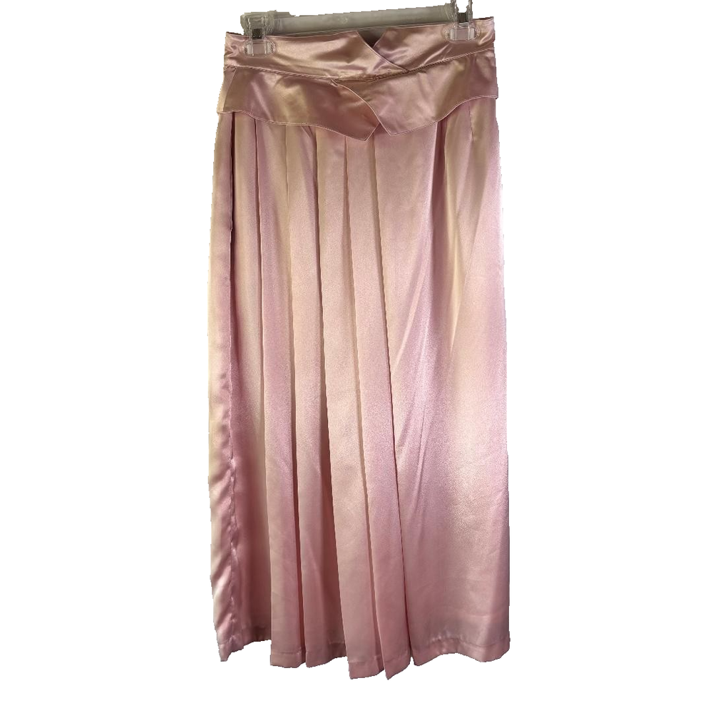 Rue de Calais Midi Skirt Light Pink Satin Pleated Size 10
