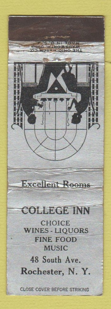 Matchbook Cover - College Inn Rochester NY WEAR