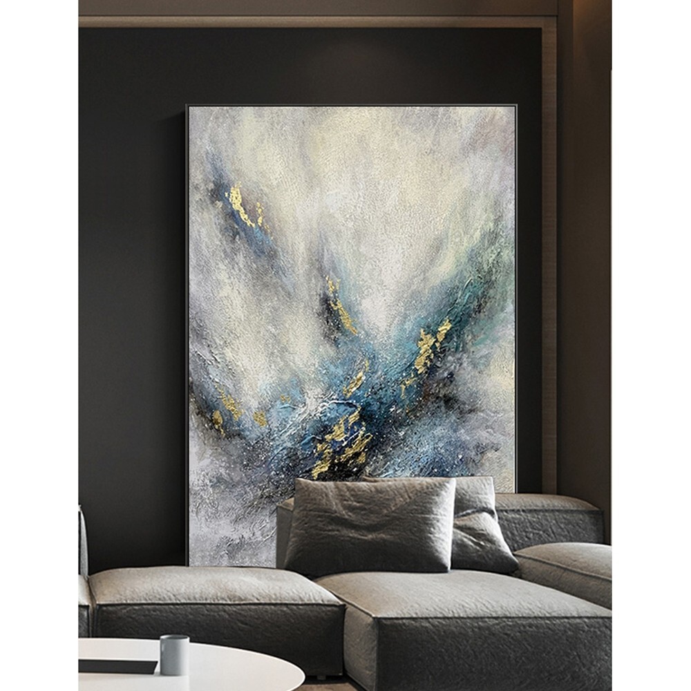 Blue Abstract Oil Painting Abstract Handmade Canvas Decorative Mural Unframe