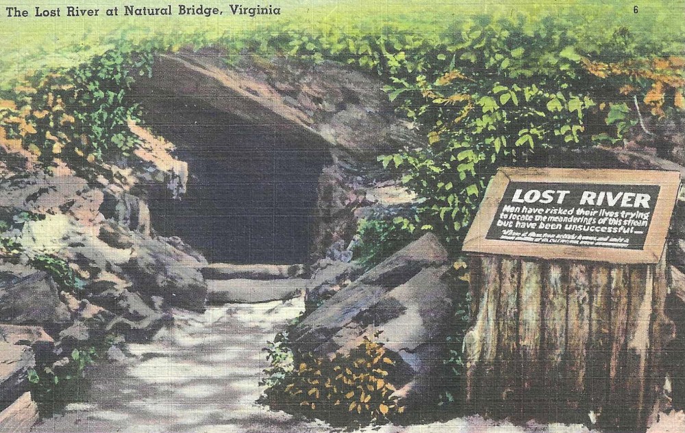 Virginia VA Lost River at Natural Bridge Vintage Linen UNP Postcard
