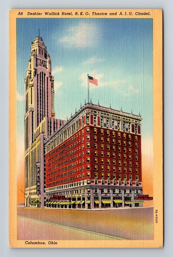 Columbus OH-Ohio Deshler Wallick Hotel Vintage Postcard Standard Souvenir Post