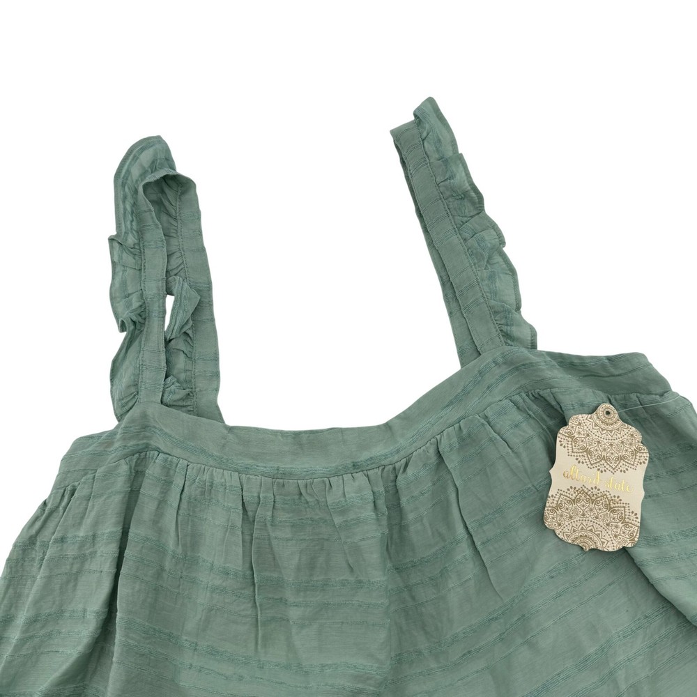 Altar'd State Dusty Sage Ruffle Strap Smocked Back Tank Top Women's L NWT