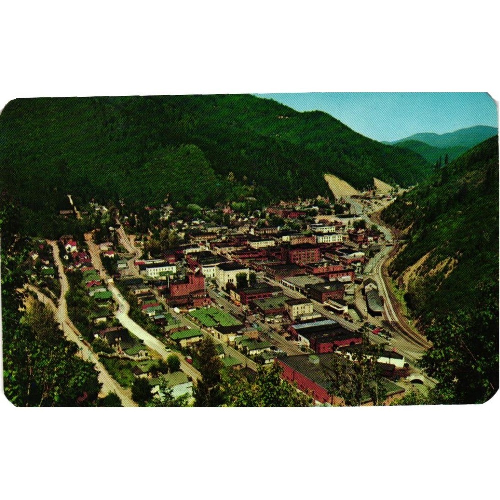Vintage Wallace Idaho Postcard Aerial View Coeur d'Alene Mining District Dexter