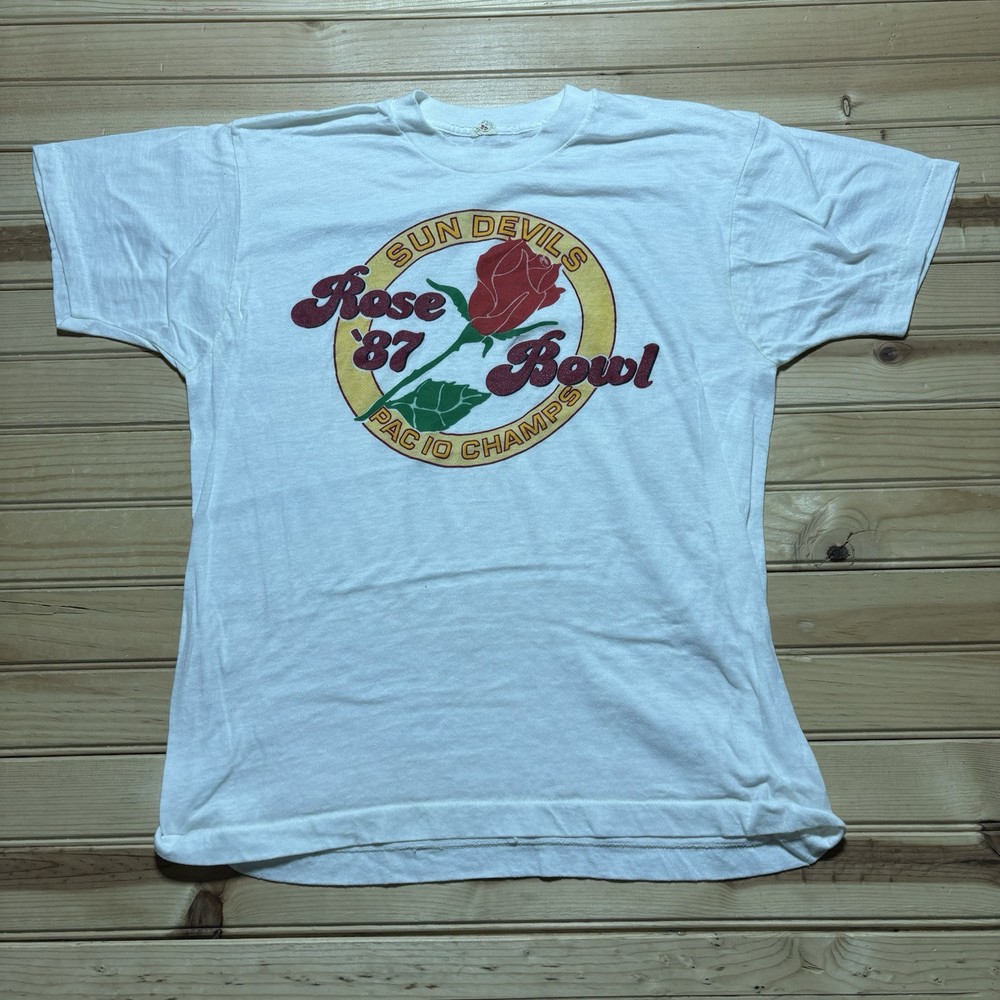 Vintage 80s University Of Arizona Sun Devils Rose Bowl 1987 College Shirt - L