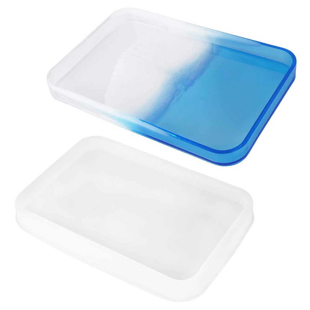 Resin Rolling Tray Mold Large Rectangle Serving Tray with Raised Edges