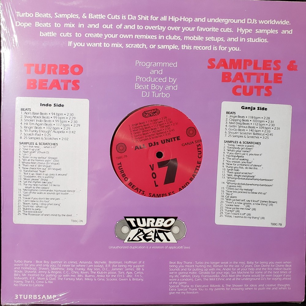 Turbo Beat-Turbo Beats, Samples, And Battle Cuts Vol. 7 Vinyl SEALED