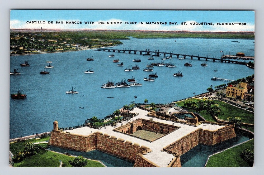 St Augustine FL-Florida, Castillo De San Marcos, Matanzas Bay Vintage Postcard