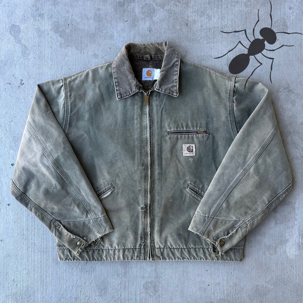 Vintage Carhartt J80866 faded green Detroit work wear jacket