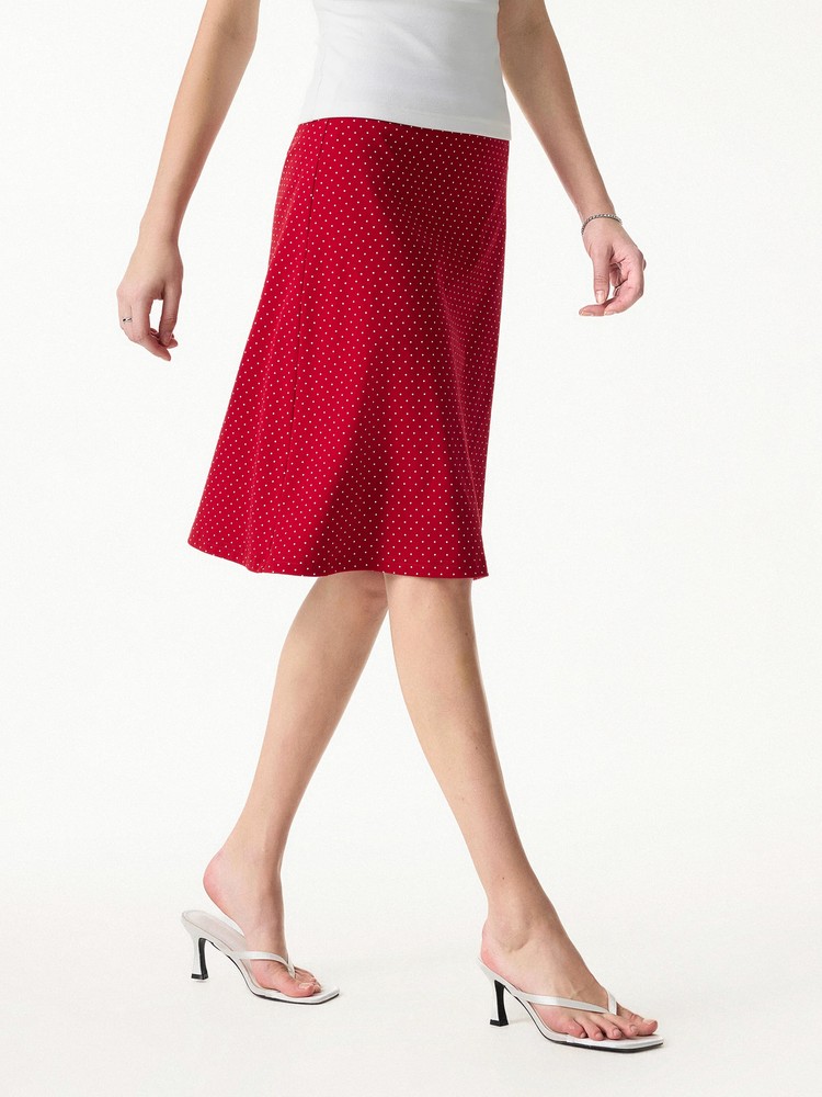 OGL Stretch Cotton Polka Dot A-Line Flare Skirt Limited