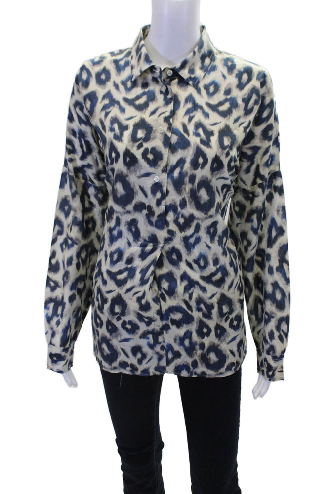 0039 Italy Womens Cotton Long Sleeve Collar Animal Printed Blouse White Size MFree Shipping in US $100+ Orders | $6.95 Orders Below