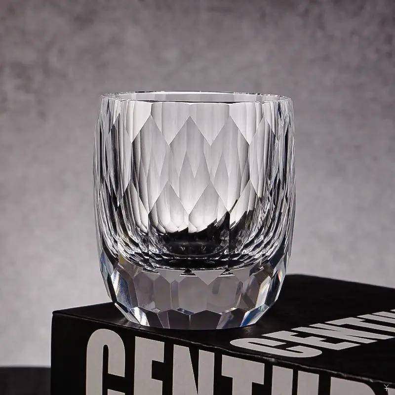 Hand Cut Crystal Whiskey Glass Edo Kiriko Style Luxury Clear Diamond Tumbler Cup