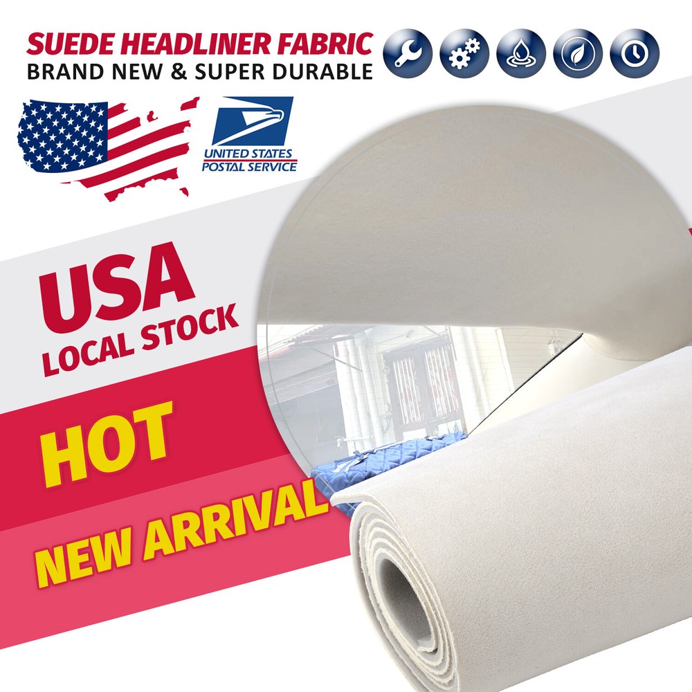 New Suede Headliner Fabric Upholstery Material Backing Foam Roof Liner Replace