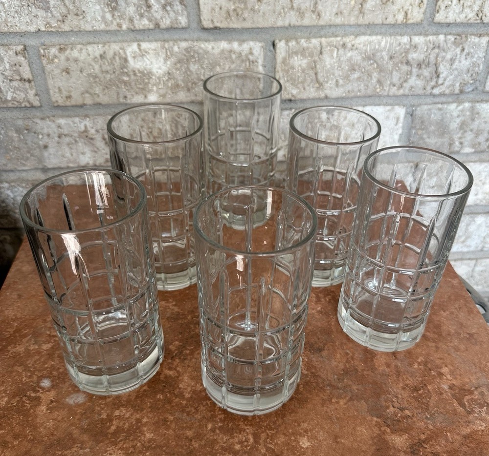 Tartan(Manchester) ByANCHOR HOCKING 6Flat IcedTea ClearVertical/Horizontal Lines