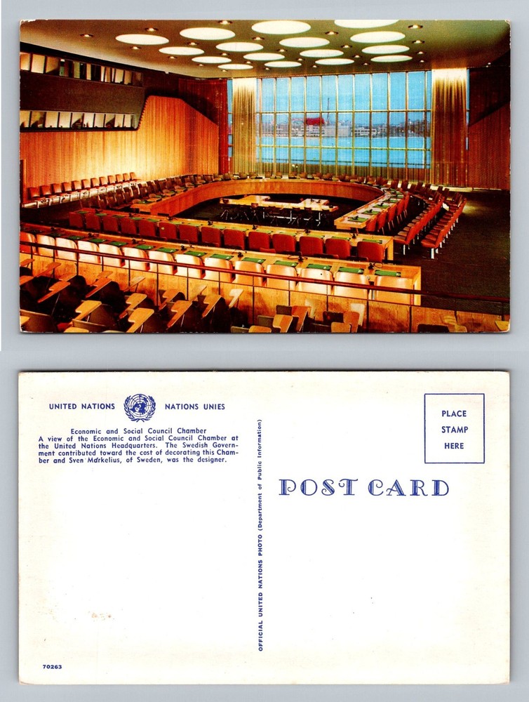 New York City NY United Nations Economic Social Council Vintage Postcard