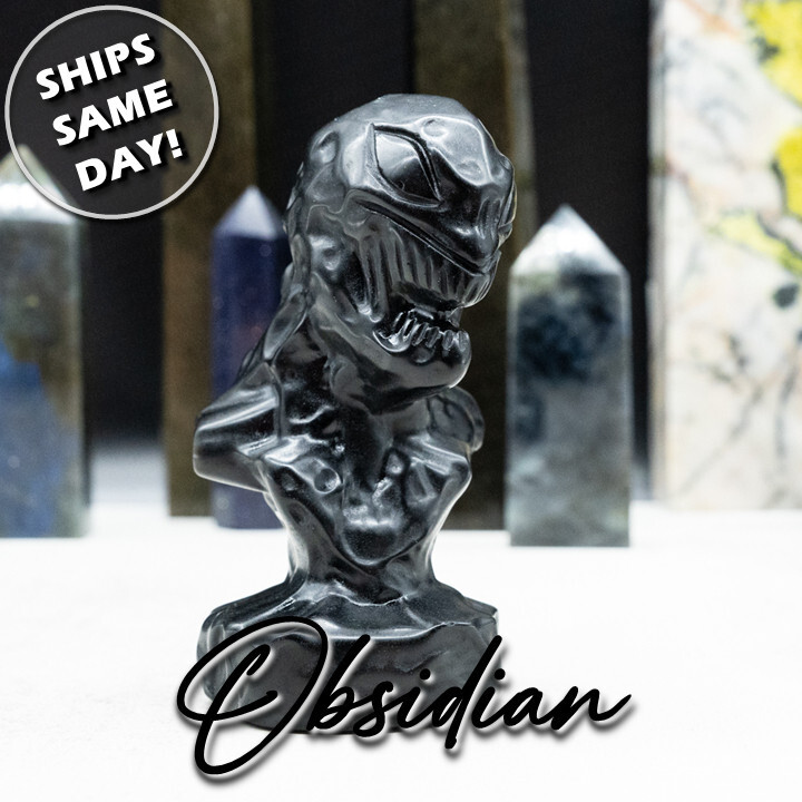 Black Obsidian Crystal Venom Figurine Movie Character Fanart Decor Gift Black