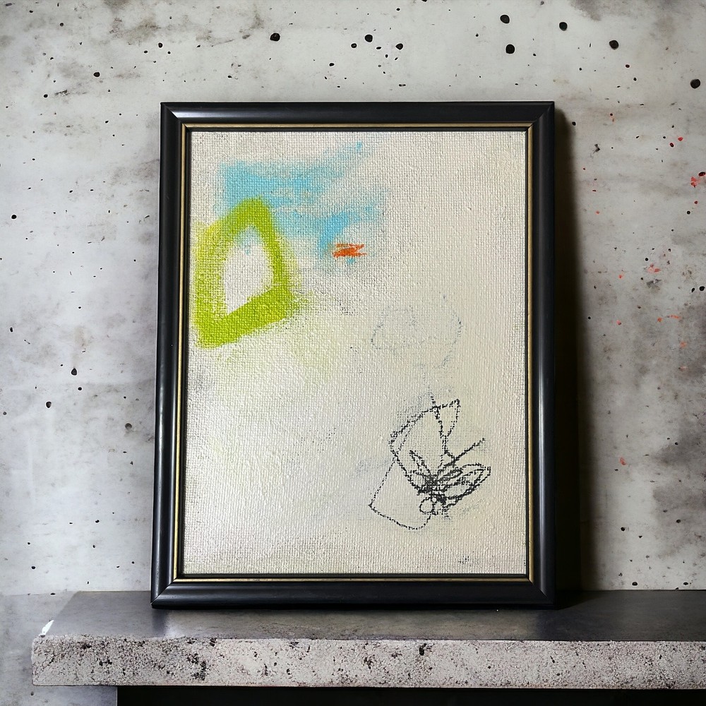 Original Framed Mixed Media Abstract Art Painting 9x12 “Split Sum” w/ COA